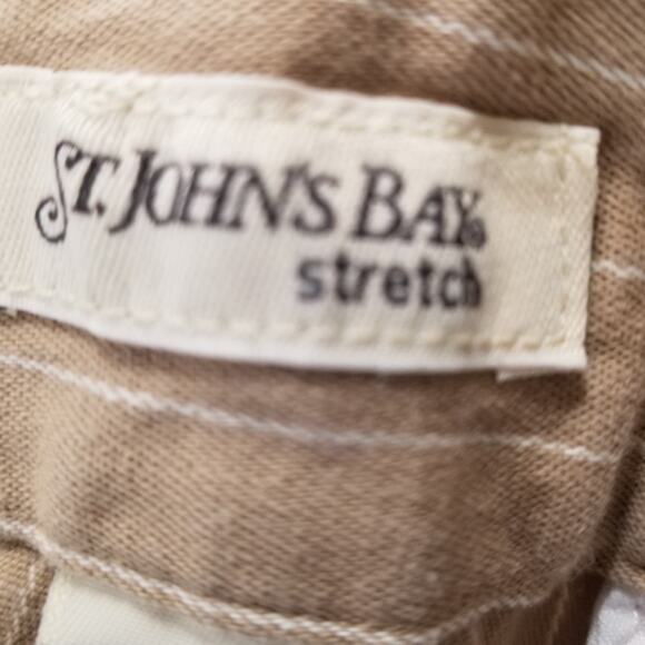 St Johns Bay Women's Beige White Color Striped Stretch Capri Pants Size 14 - Picture 4 of 7